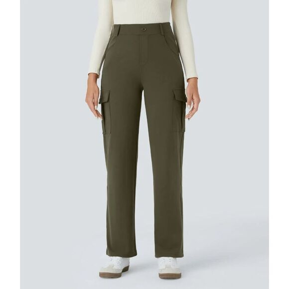 NWT Size Xsm Halara High Waisted Button Zipper Multiple Pockets Casual Cargo Pan - Picture 1 of 2